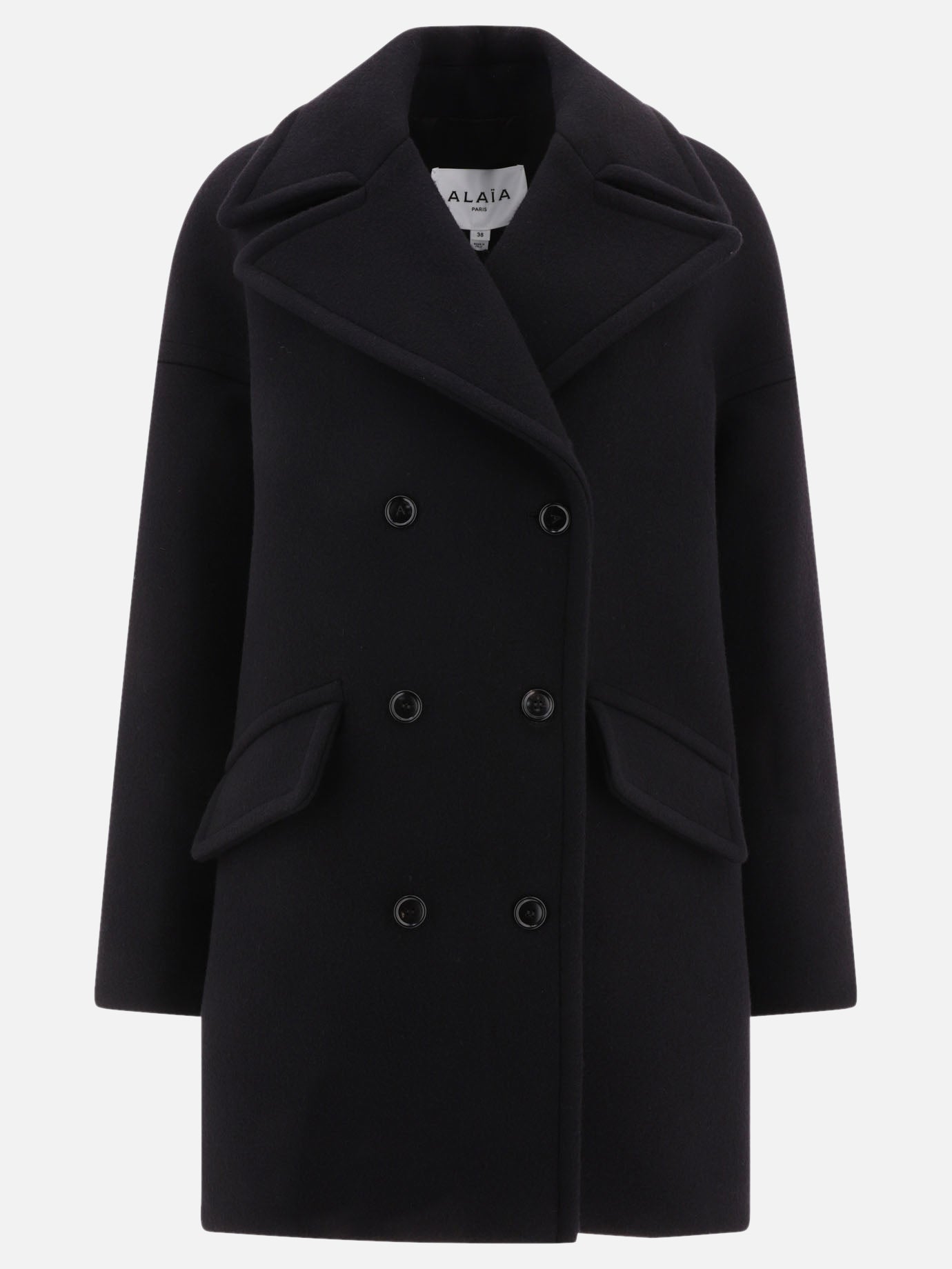 Cappotti lunghi 83% wool 17% polyamide  Nero - Alaïa Donna | PDP | VIETTI Online Store | thumbnail