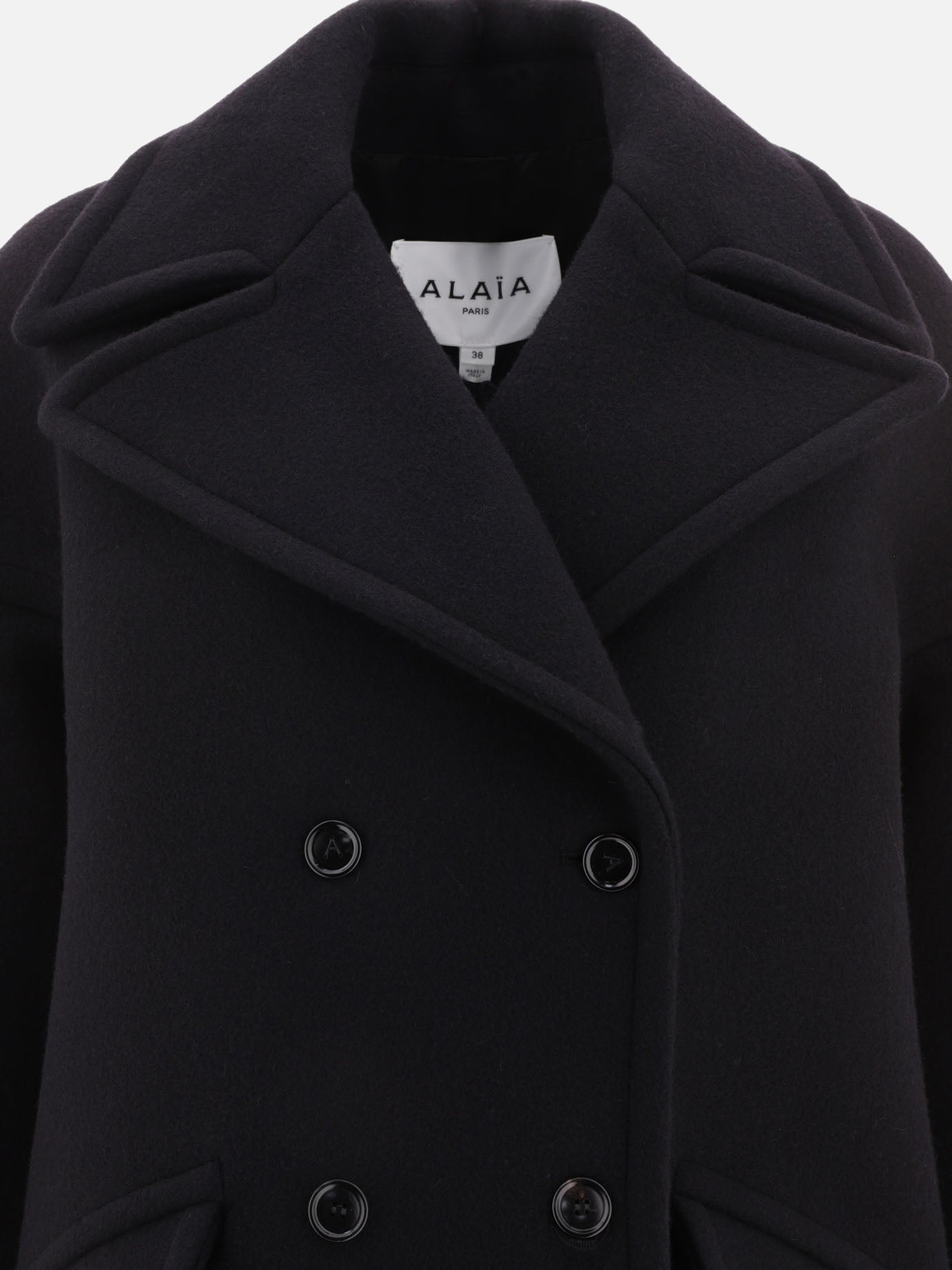 Cappotti lunghi 83% wool 17% polyamide  Nero - Alaïa Donna | PDP | VIETTI Online Store | thumbnail_3