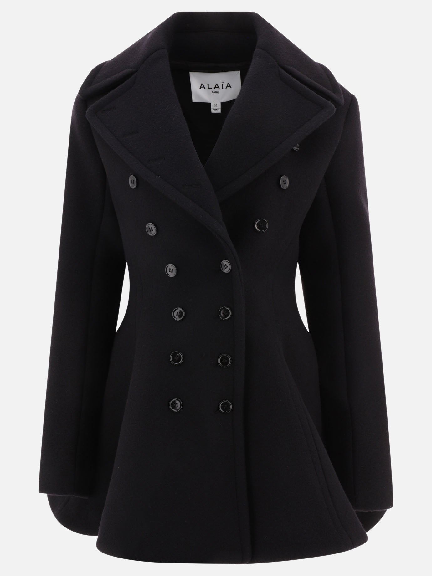 Cappotti lunghi 83% wool 17% polyamide  Nero - Alaïa Donna | PDP | VIETTI Online Store | Zoom-Modal
