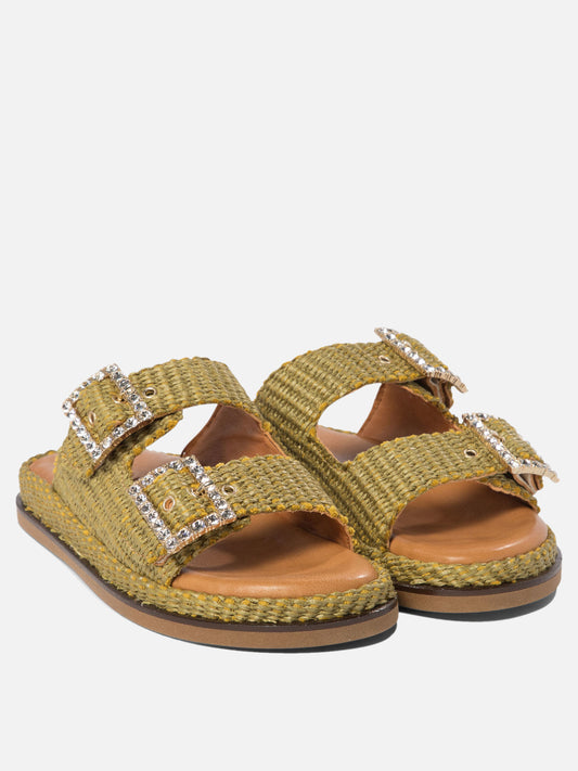 Alibi "Greta" Flat Sandals Green

