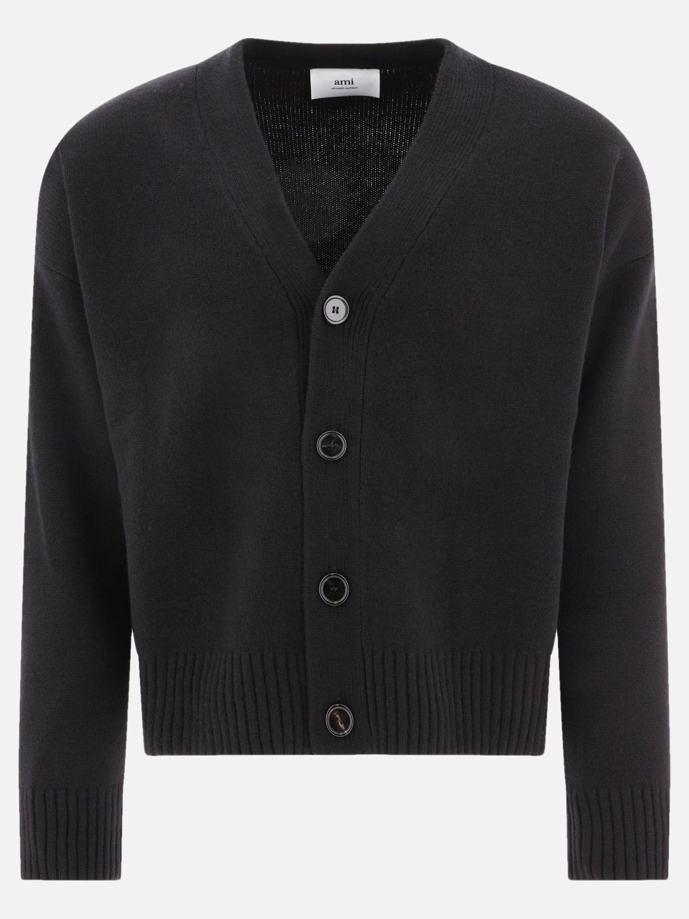 Cardigan 90% wool 10% cashmere  Nero - Ami Paris Uomo | PDP | VIETTI Online Store | Zoom-Modal
