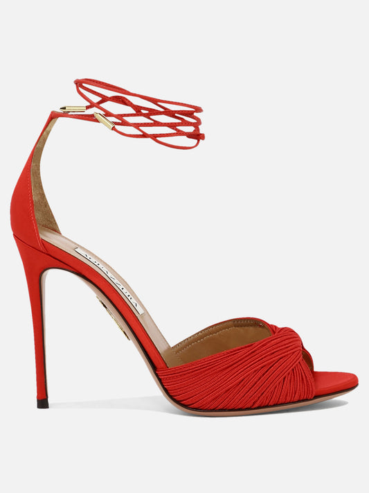 Heeled sandals 80% viscose 20% leather - 100% leather  Red - Aquazzura Women | PLP | VIETTI Online Store 
