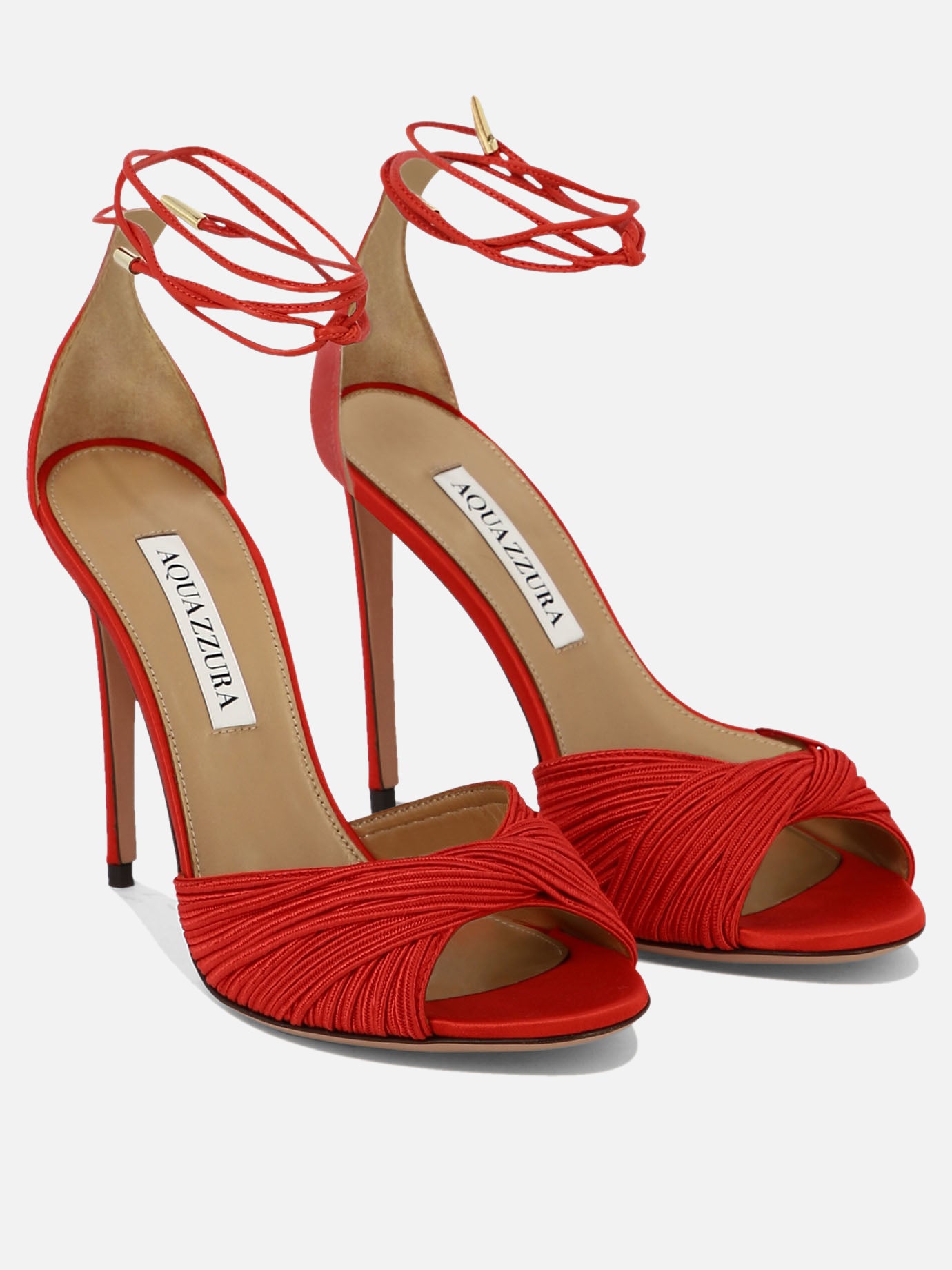 Heeled sandals 80% viscose 20% leather - 100% leather  Red - Aquazzura Women | PDP | VIETTI Online Store | thumbnail_2