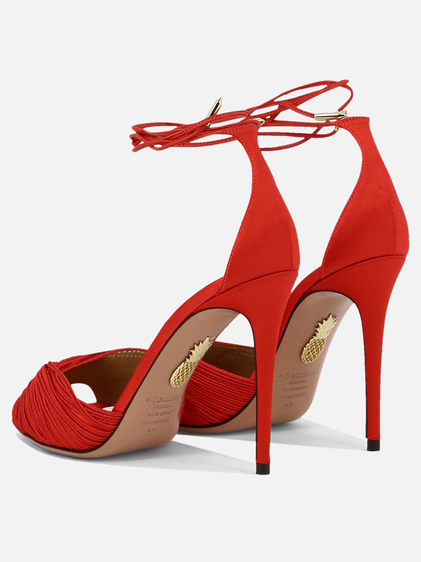 Heeled sandals 80% viscose 20% leather - 100% leather  Red - Aquazzura Women | PDP | VIETTI Online Store | thumbnail_4