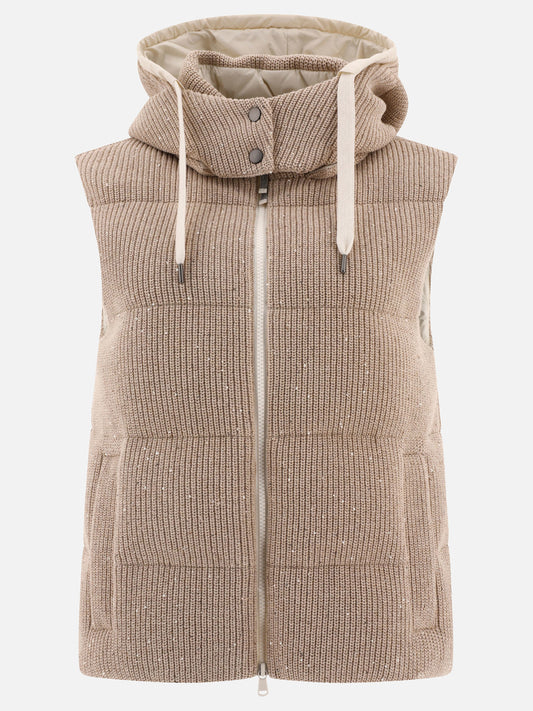 Giacche smanicate 96% cotton 4% polyester - Padding: down and feathers  Beige - Brunello Cucinelli Donna | PLP | VIETTI Online Store 
