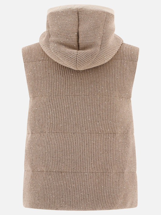 Giacche smanicate 96% cotton 4% polyester - Padding: down and feathers  Beige - Brunello Cucinelli Donna | PLP | VIETTI Online Store | 2
