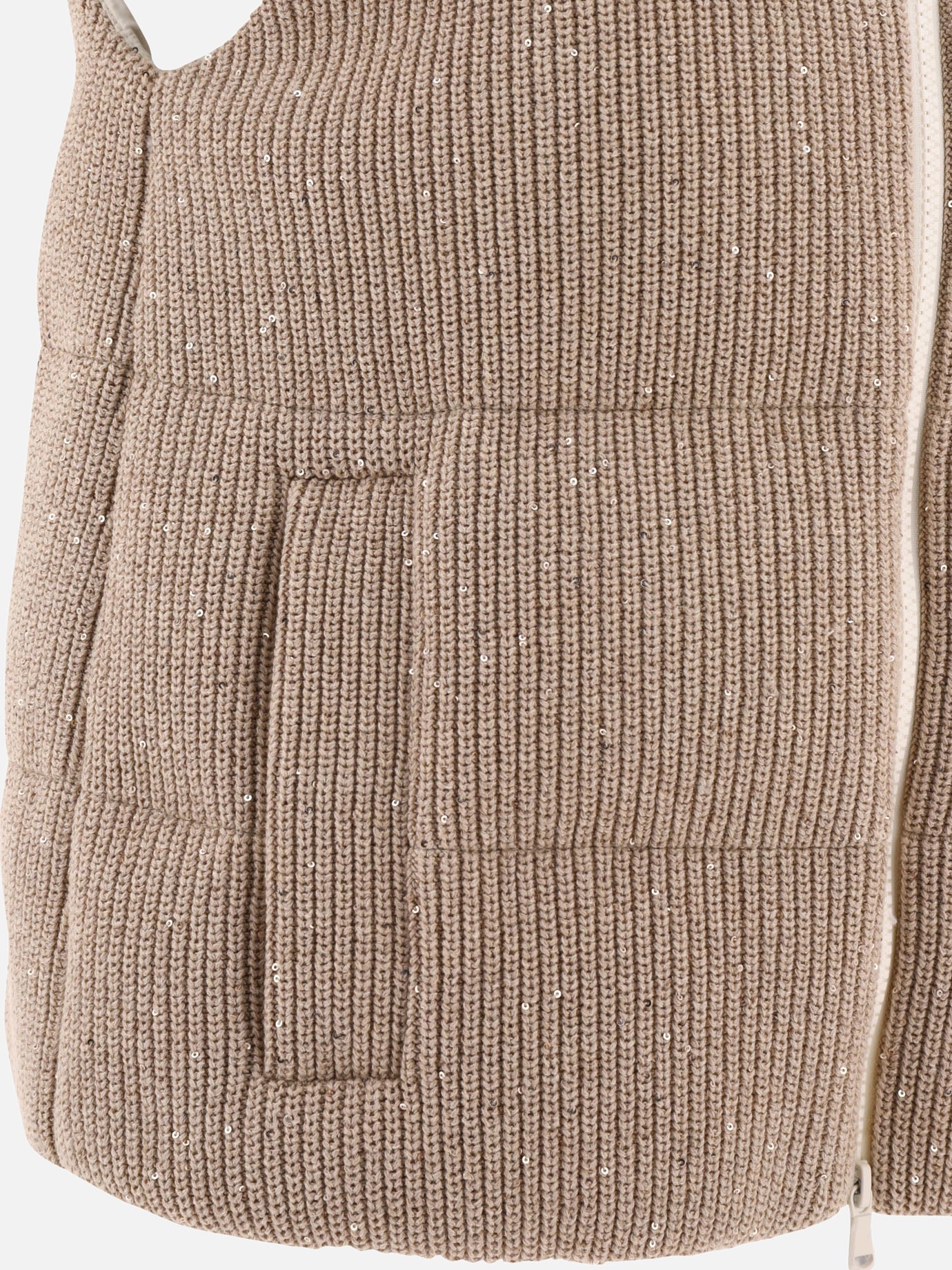 Giacche smanicate 96% cotton 4% polyester - Padding: down and feathers  Beige - Brunello Cucinelli Donna | PDP | VIETTI Online Store | thumbnail_4