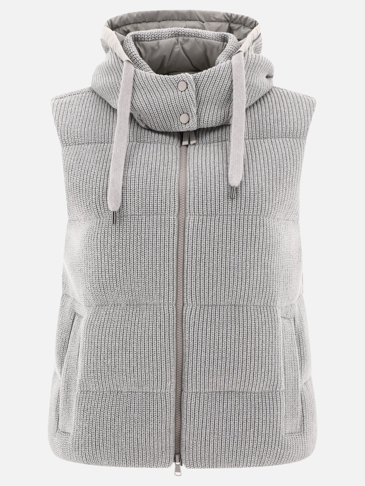 Giacche smanicate 96% cotton 4% polyester  Grigio - Brunello Cucinelli Donna | PDP | VIETTI Online Store | thumbnail
