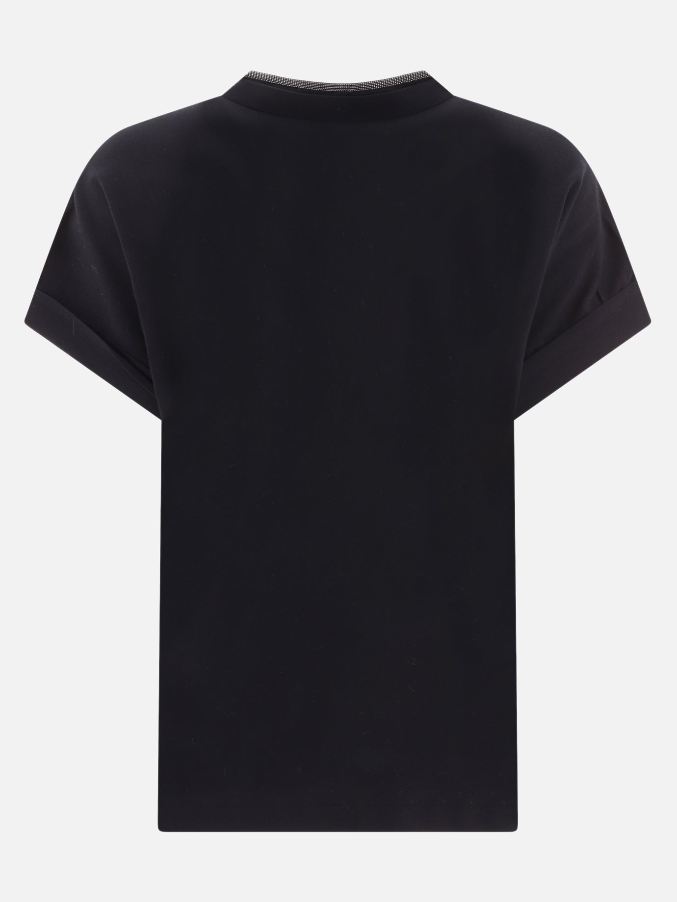 V neck t-shirts Solid colour  Black - Brunello Cucinelli Women | PDP | VIETTI Online Store | Zoom-Modal_2
