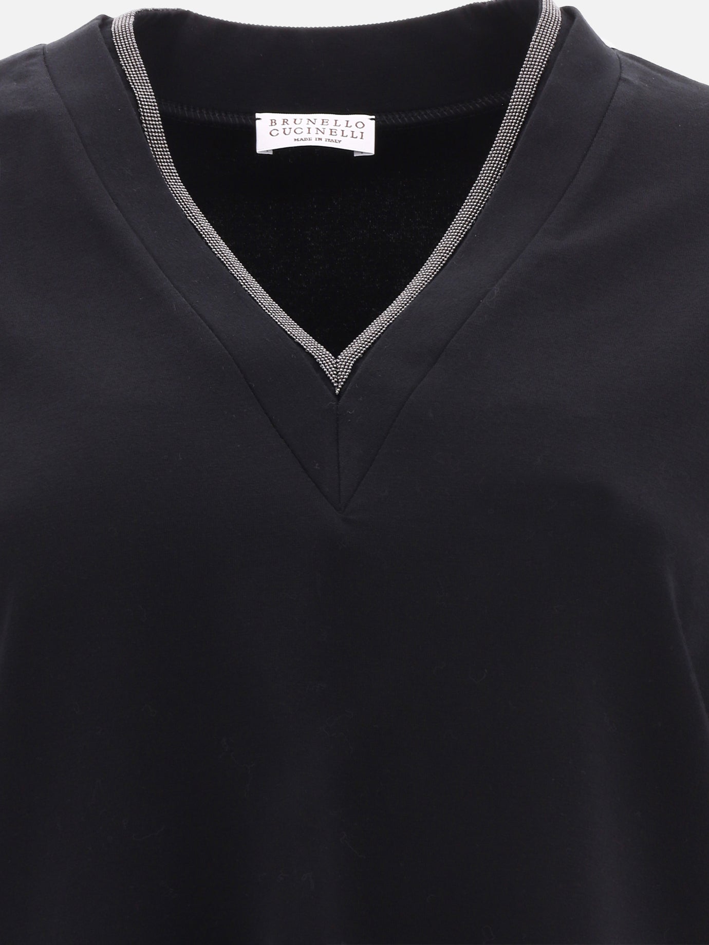 V neck t-shirts Solid colour  Black - Brunello Cucinelli Women | PDP | VIETTI Online Store | thumbnail_3