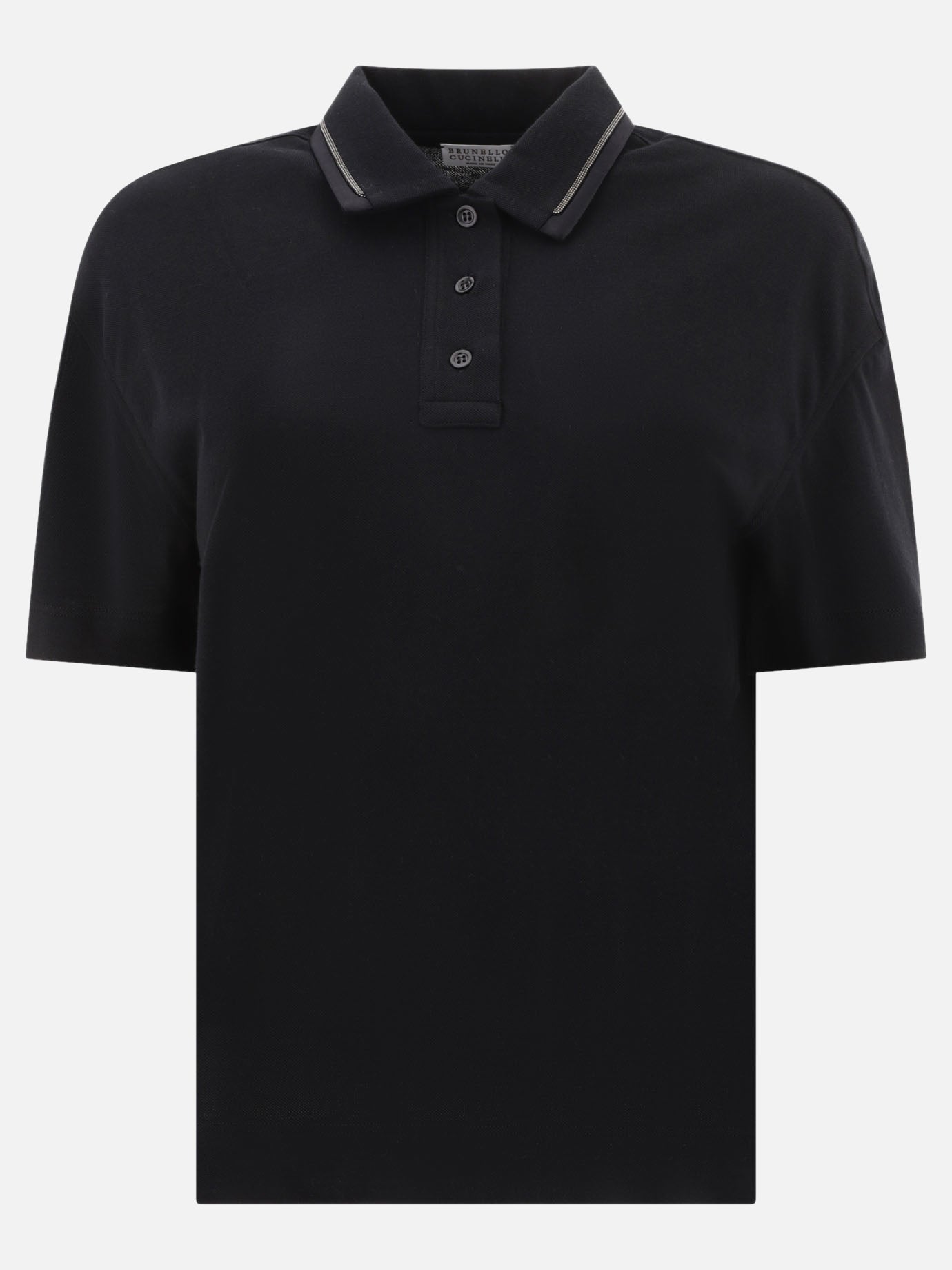 Polo con bottoni 100% cotton  Nero - Brunello Cucinelli Donna | PDP | VIETTI Online Store | thumbnail