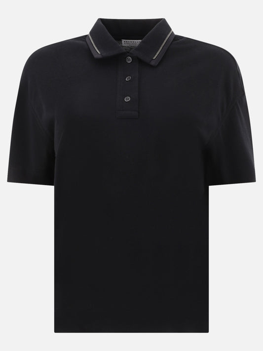 Polo con bottoni 100% cotton  Nero - Brunello Cucinelli Donna | PLP | VIETTI Online Store 
