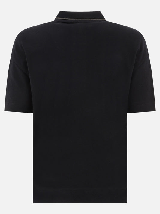 Polo con bottoni 100% cotton  Nero - Brunello Cucinelli Donna | PLP | VIETTI Online Store | 2
