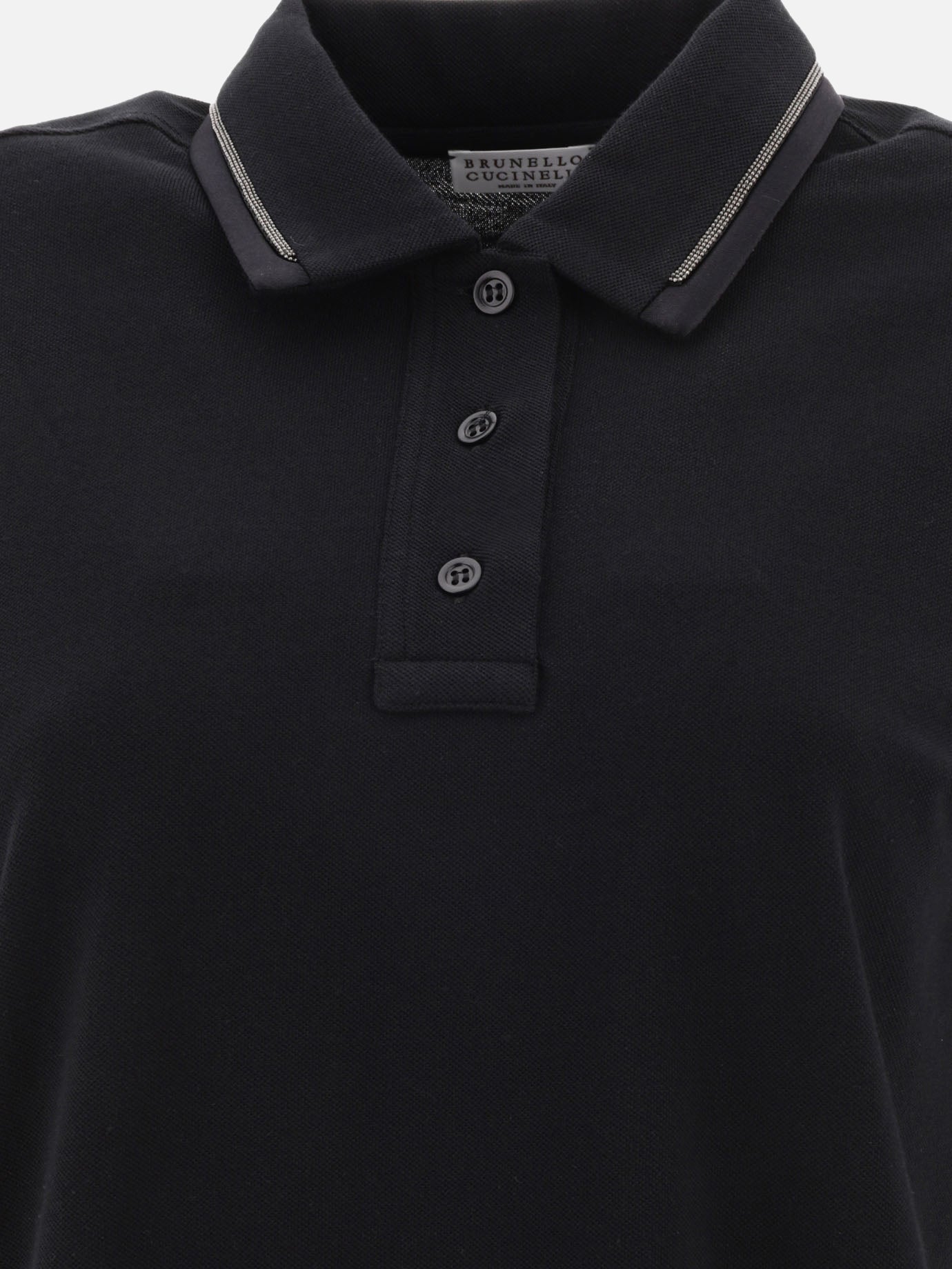 Polo con bottoni 100% cotton  Nero - Brunello Cucinelli Donna | PDP | VIETTI Online Store | thumbnail_3