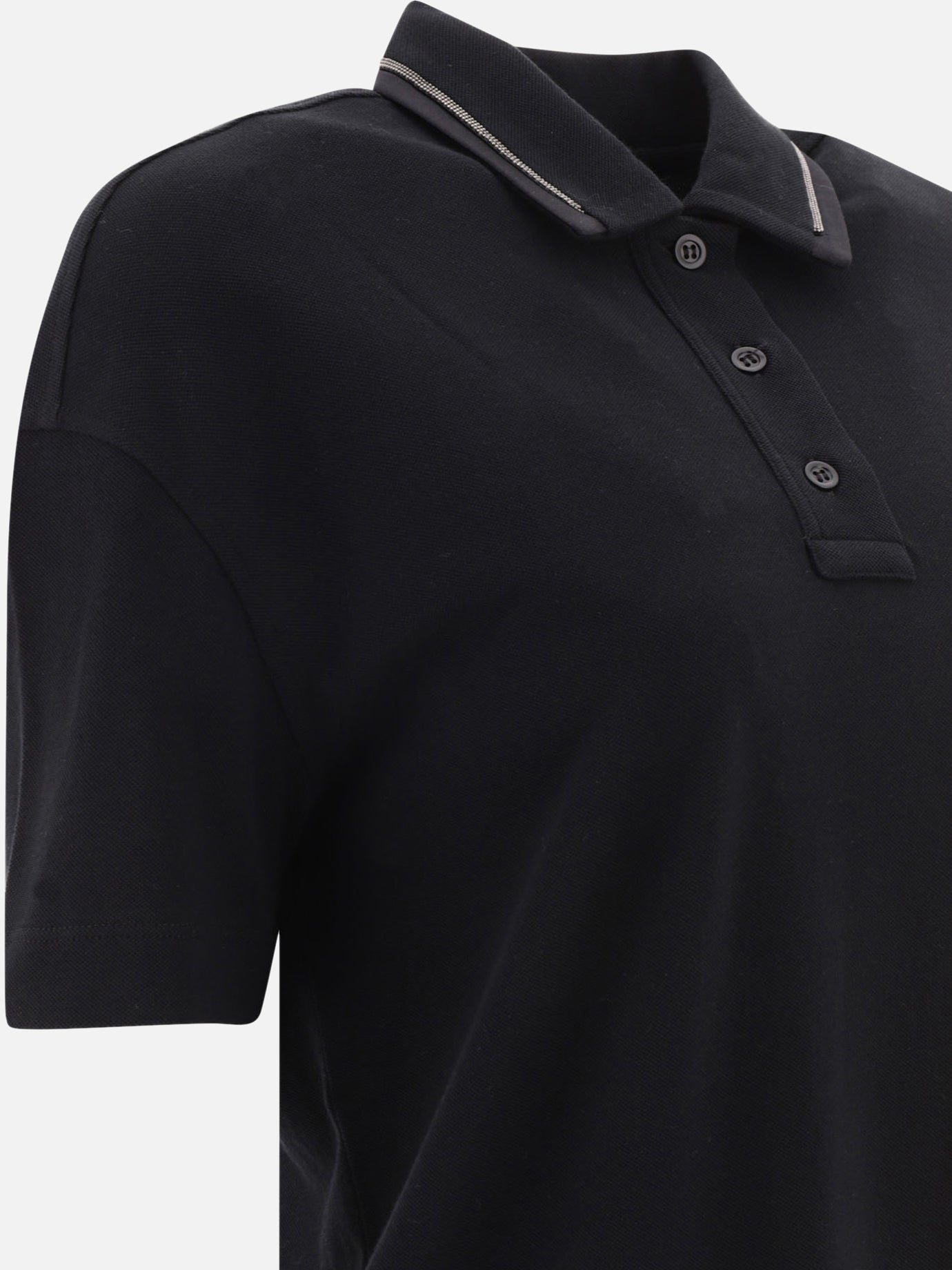 Polo con bottoni 100% cotton  Nero - Brunello Cucinelli Donna | PDP | VIETTI Online Store | thumbnail_4