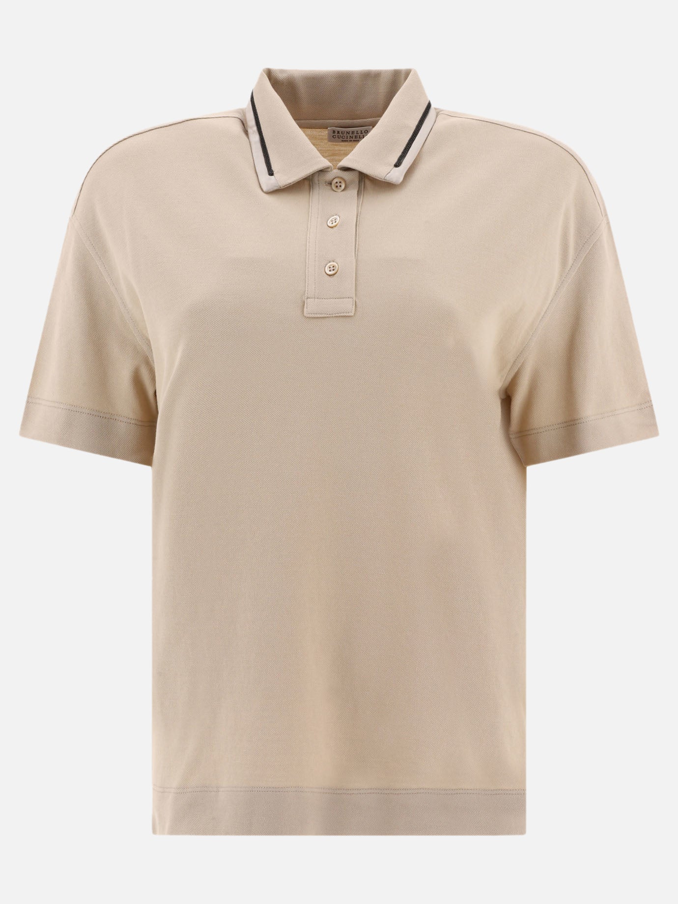 Polo shirts with buttons 100% cotton  Beige - Brunello Cucinelli Women | PDP | VIETTI Online Store | thumbnail