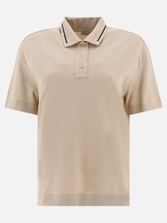 Polo shirts with buttons 100% cotton  Beige - Brunello Cucinelli Women | PLP | VIETTI Online Store 
