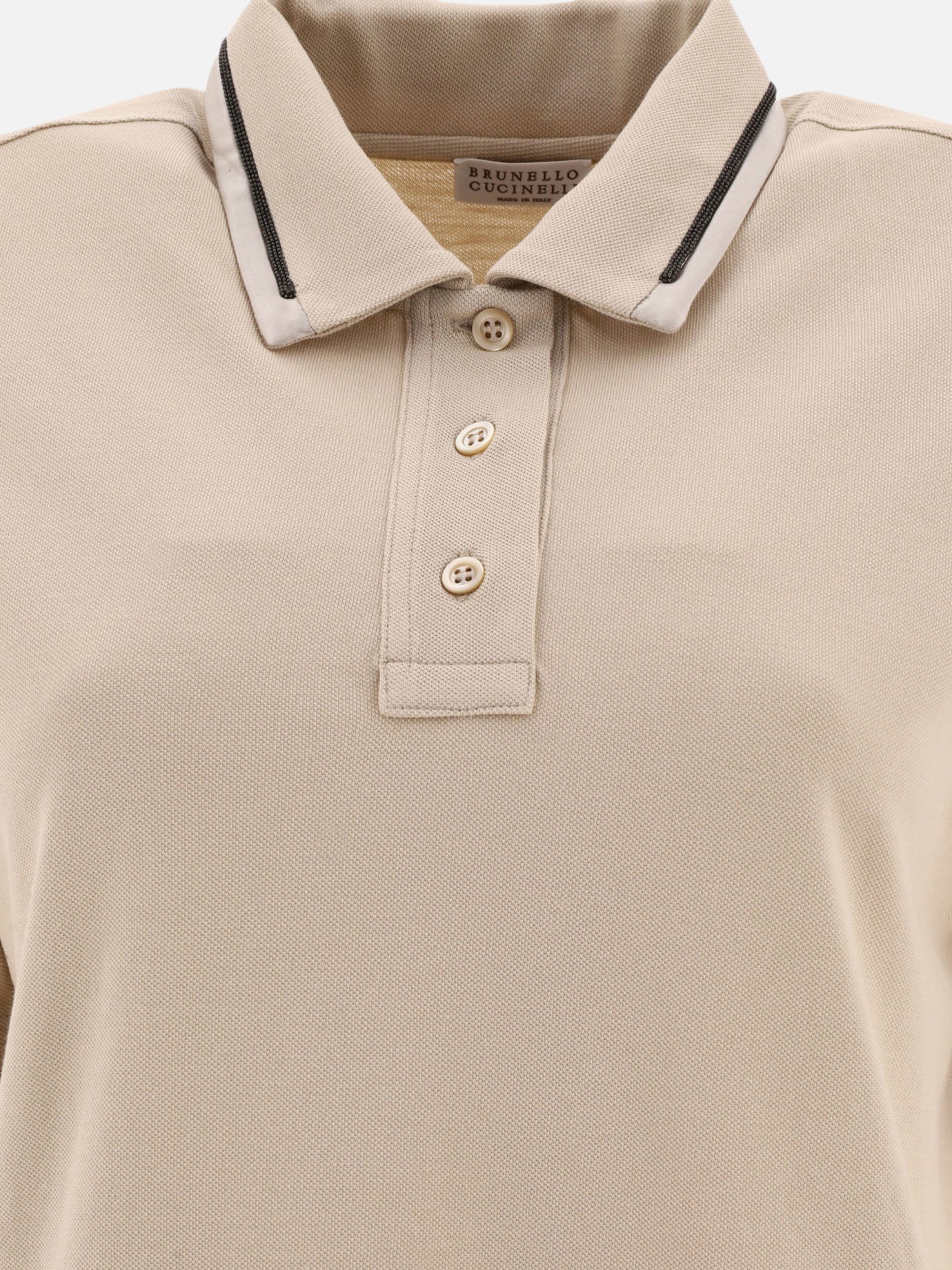 Polo shirts with buttons 100% cotton  Beige - Brunello Cucinelli Women | PDP | VIETTI Online Store | Zoom-Modal_3
