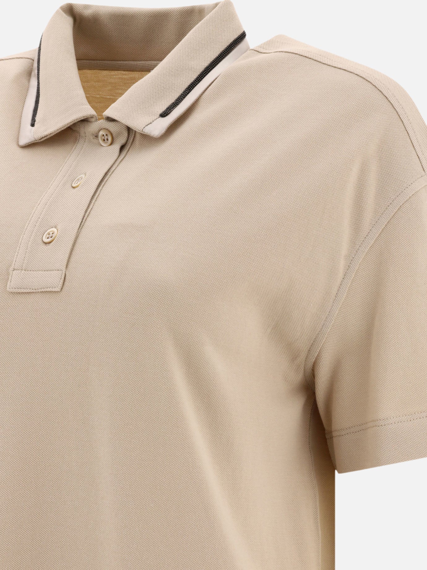 Polo shirts with buttons 100% cotton  Beige - Brunello Cucinelli Women | PDP | VIETTI Online Store | thumbnail_4