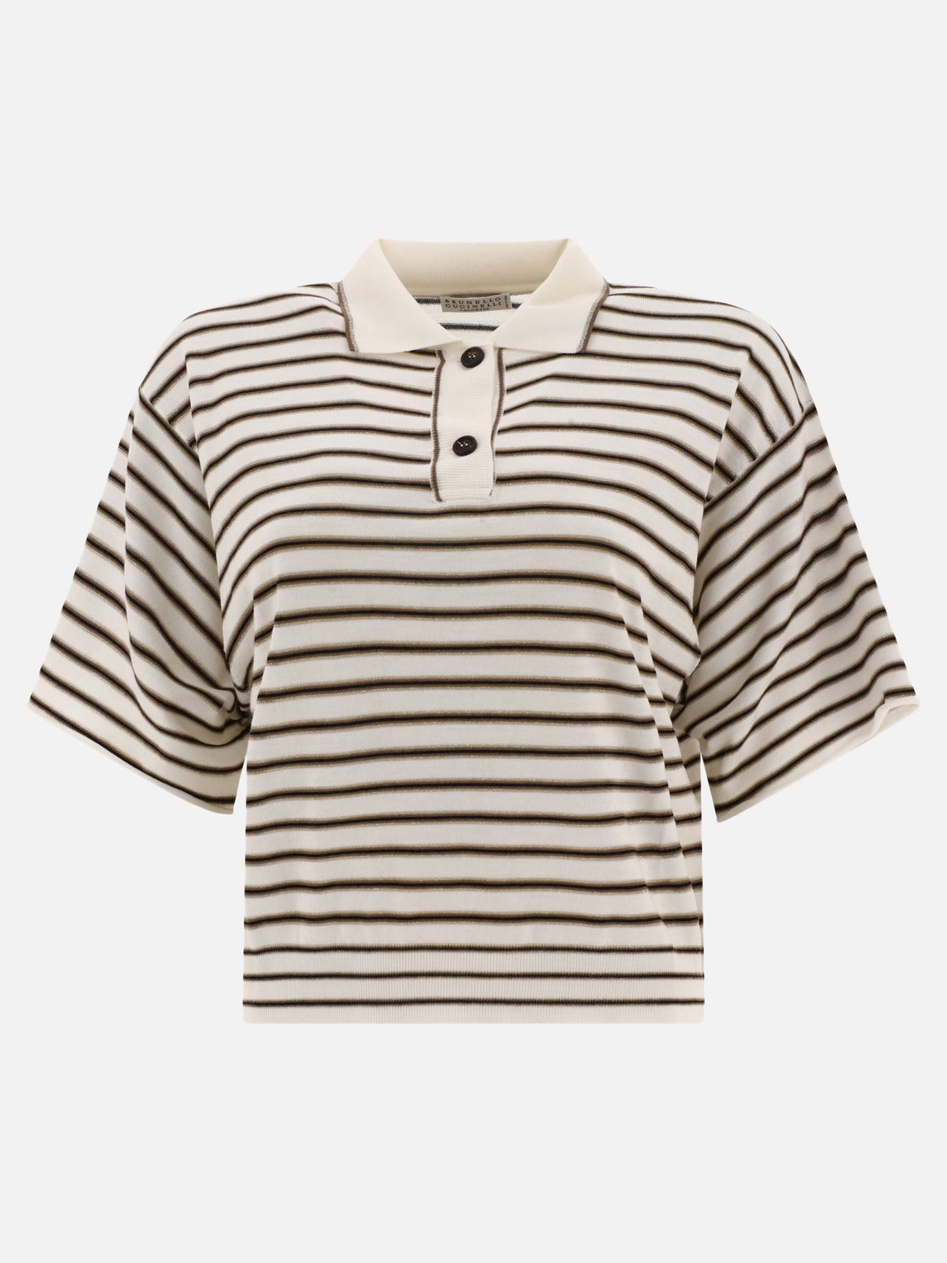 Polo shirts with buttons 90% wool 10% cashmere  Brown - Brunello Cucinelli Women | PDP | VIETTI Online Store | thumbnail