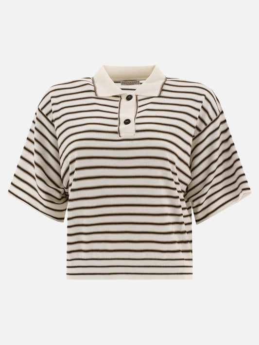 Polo shirts with buttons 90% wool 10% cashmere  Brown - Brunello Cucinelli Women | PLP | VIETTI Online Store 
