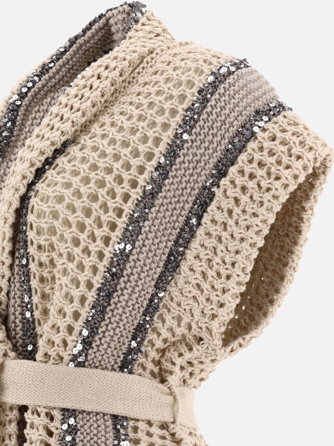 Cardigans 55% juta 35% cotton 10% polyamide  Beige - Brunello Cucinelli Women | PDP | VIETTI Online Store | thumbnail_4