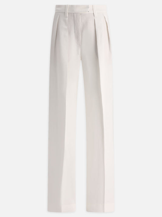 Pantaloni sartoriali 73% viscose 27% linen  Bianco - Brunello Cucinelli Donna | PLP | VIETTI Online Store 
