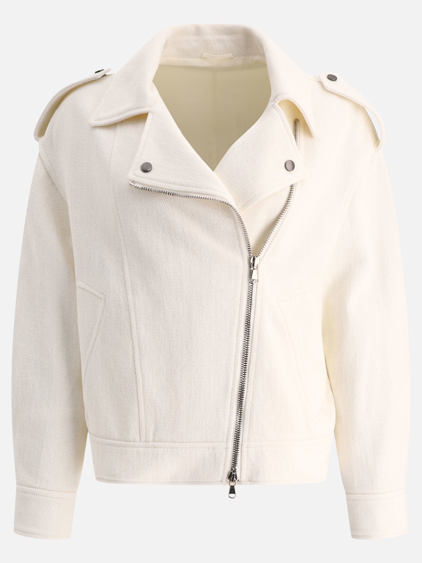 Giacche in pelle 66% cotton 34% linen  Bianco - Brunello Cucinelli Donna | PDP | VIETTI Online Store | Zoom-Modal
