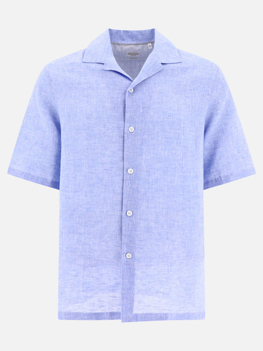 Camicie casual 100% linen  Azzurro - Brunello Cucinelli Uomo | PLP | VIETTI Online Store 
