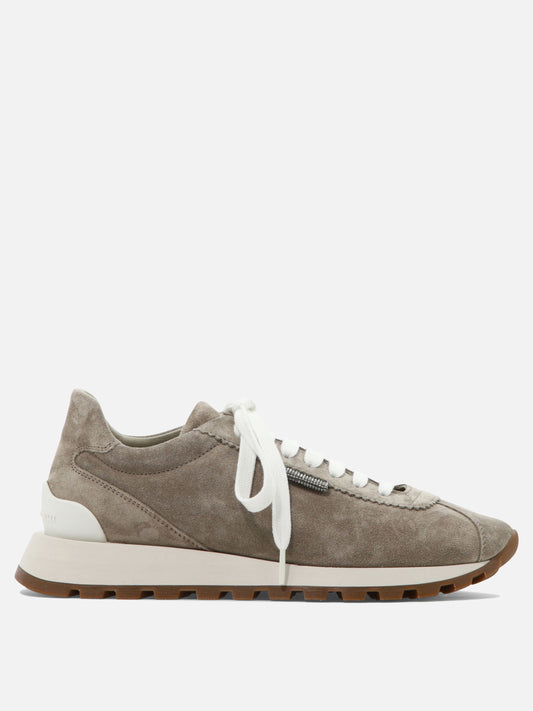 Low top sneakers 100% suede - 100% rubber  Brown - Brunello Cucinelli Women | PLP | VIETTI Online Store 
