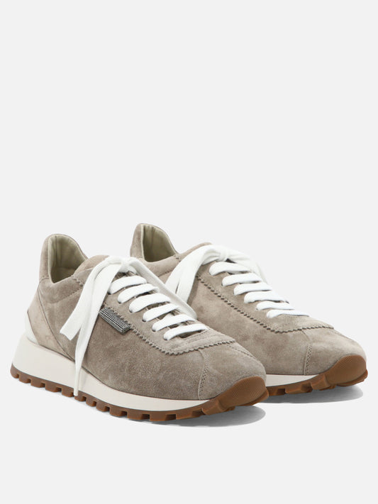 Low top sneakers 100% suede - 100% rubber  Brown - Brunello Cucinelli Women | PLP | VIETTI Online Store | 2

