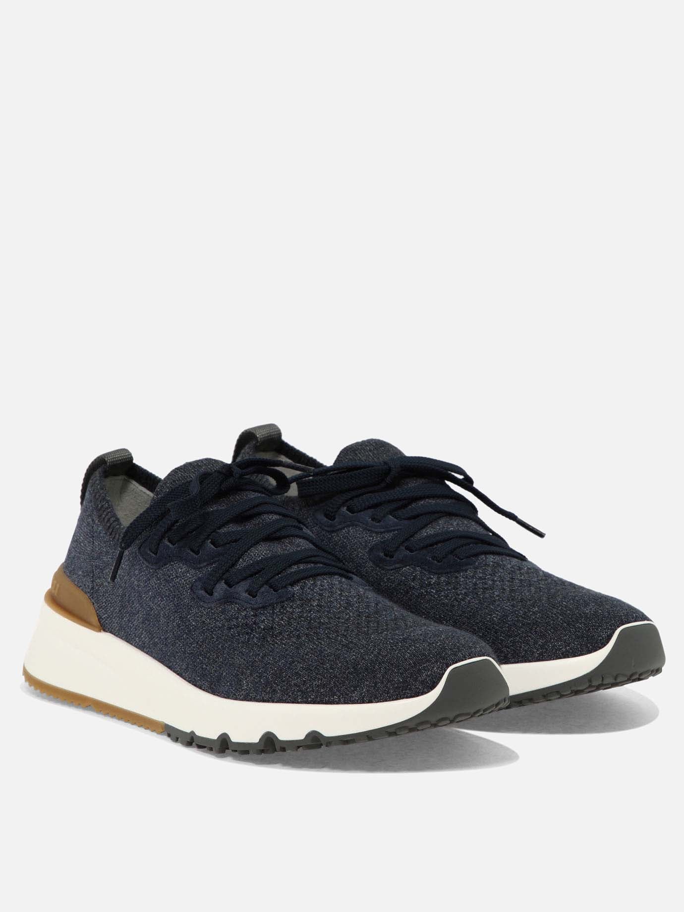 Sneaker basse 89% cotton 10% polyamide 1% elastane - 100% rubber  Blu - Brunello Cucinelli Uomo | PDP | VIETTI Online Store | Zoom-Modal_2
