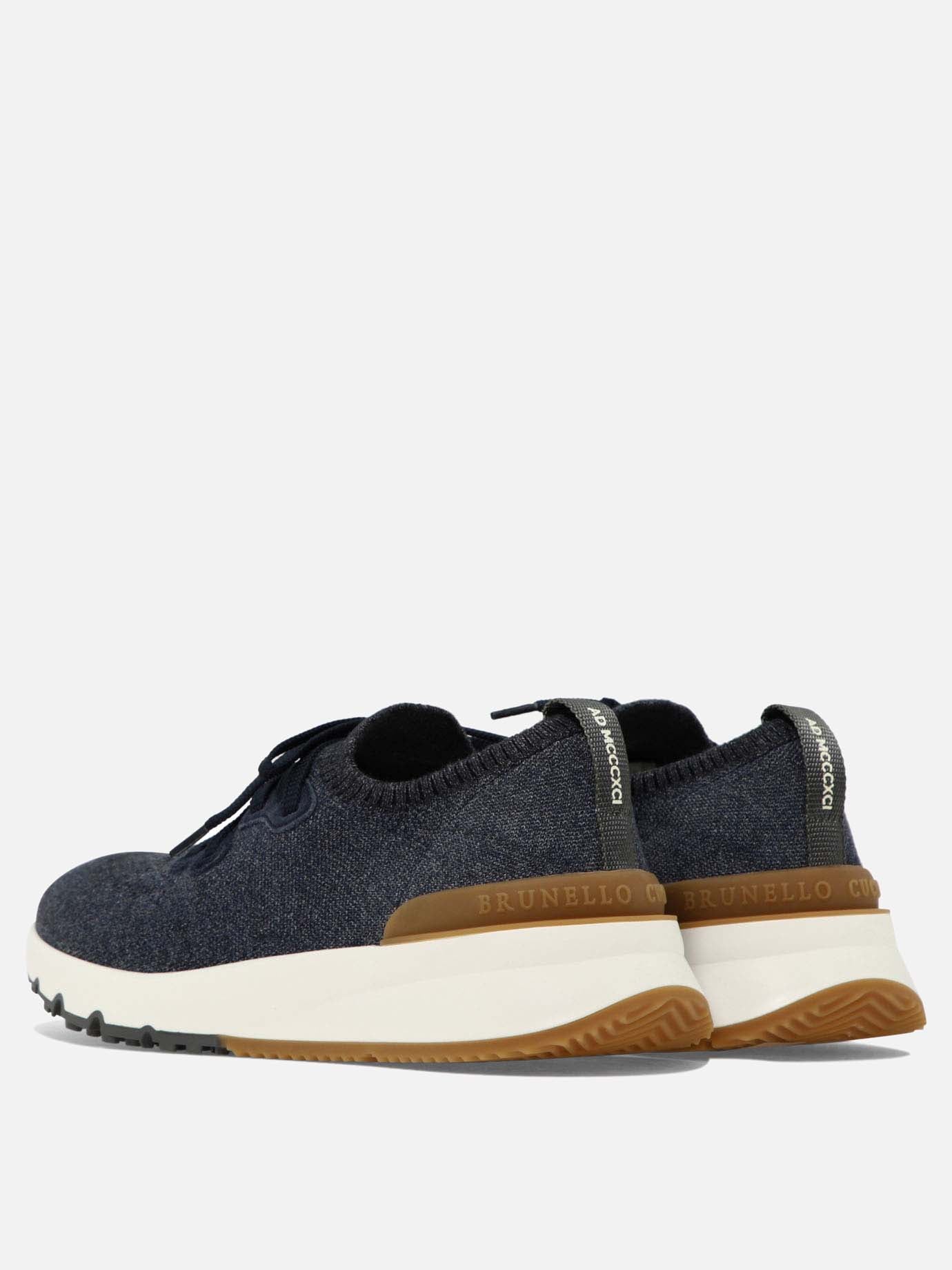 Sneaker basse 89% cotton 10% polyamide 1% elastane - 100% rubber  Blu - Brunello Cucinelli Uomo | PDP | VIETTI Online Store | thumbnail_4
