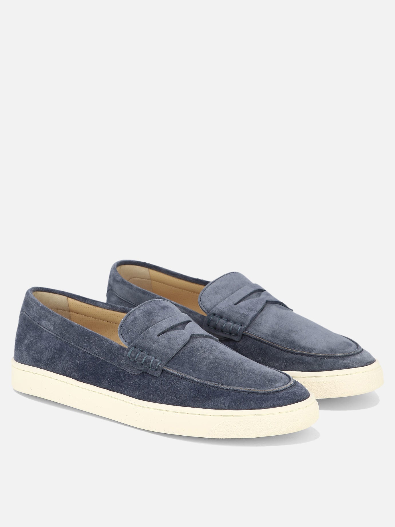 Loafers 100% suede - 100% rubber  Blue - Brunello Cucinelli Men | PDP | VIETTI Online Store | thumbnail_2