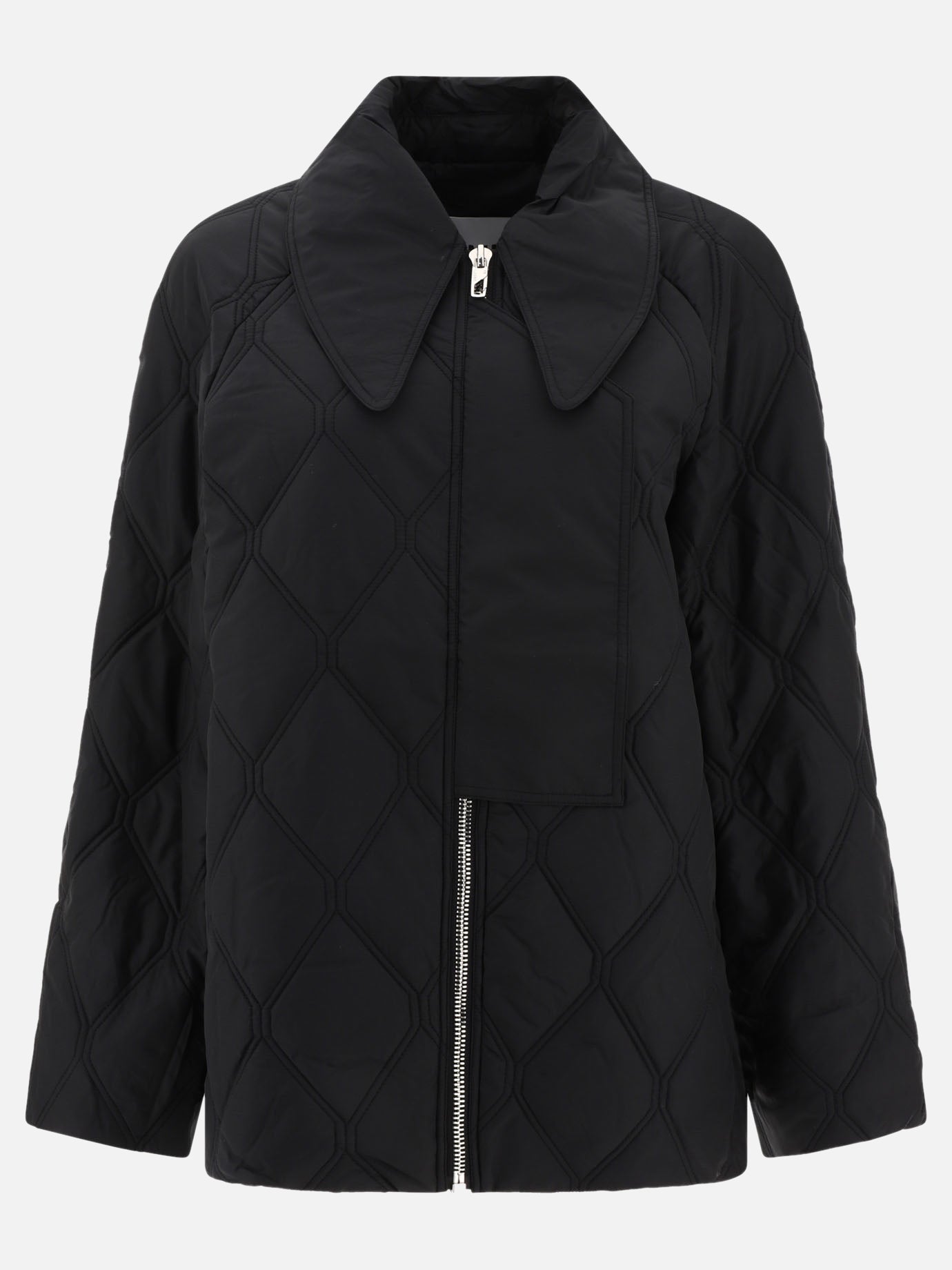 Giacche leggere & Trapuntate 100% recycled polyester  Nero - Ganni Donna | PDP | VIETTI Online Store | Zoom-Modal
