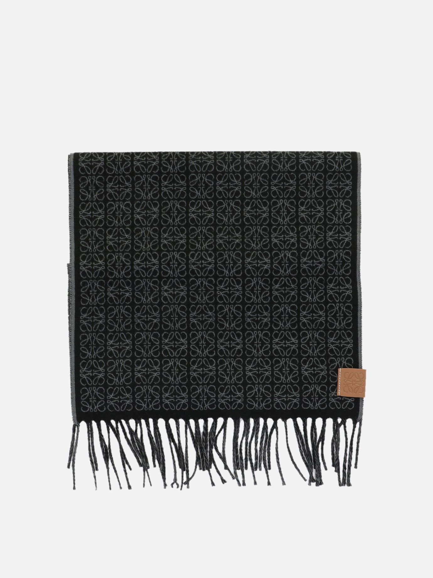Sciarpe con frange 95% cashmere 5% leather  Nero - Loewe Donna | PDP | VIETTI Online Store | Zoom-Modal
