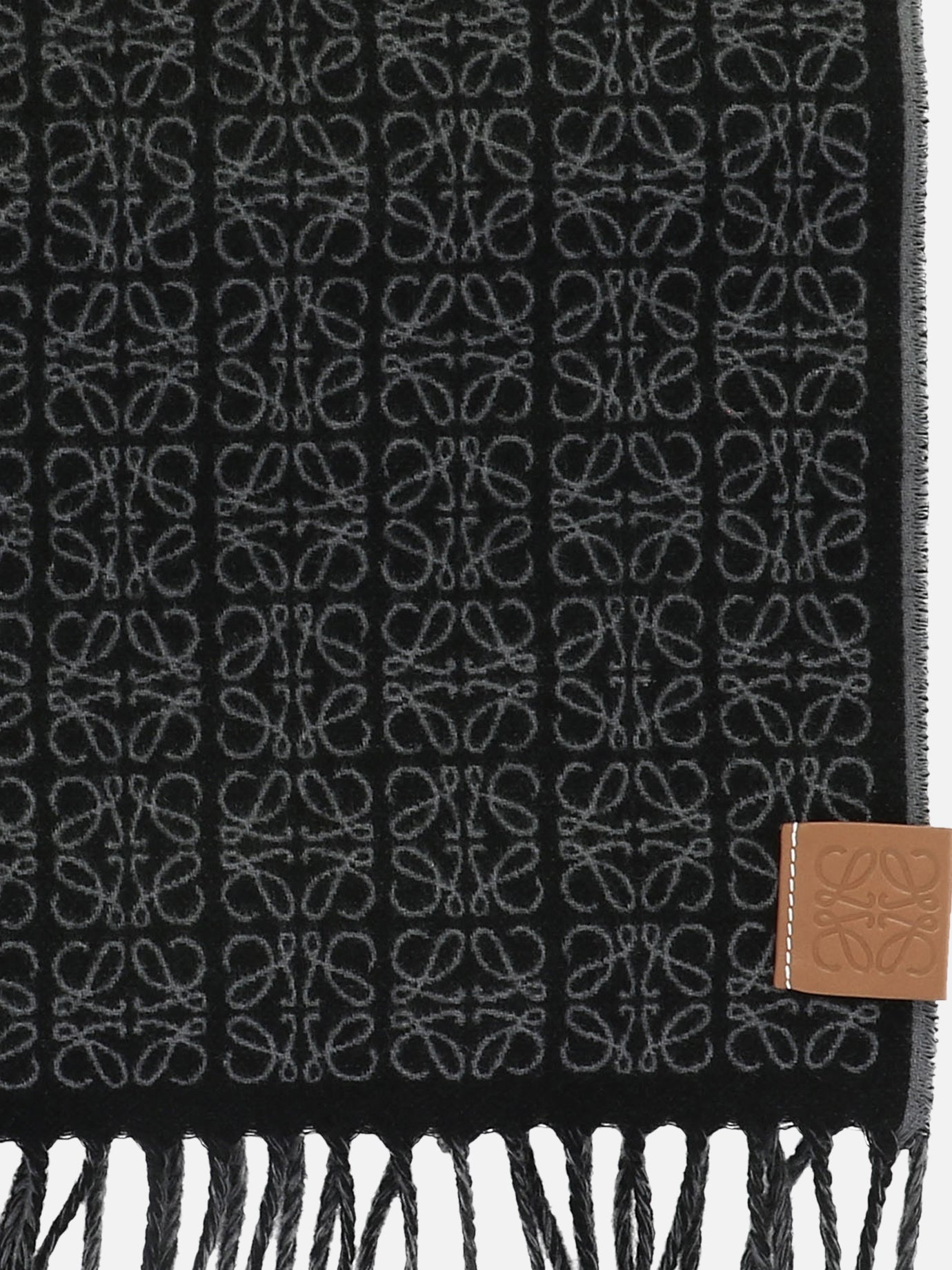 Sciarpe con frange 95% cashmere 5% leather  Nero - Loewe Donna | PDP | VIETTI Online Store | Zoom-Modal_2
