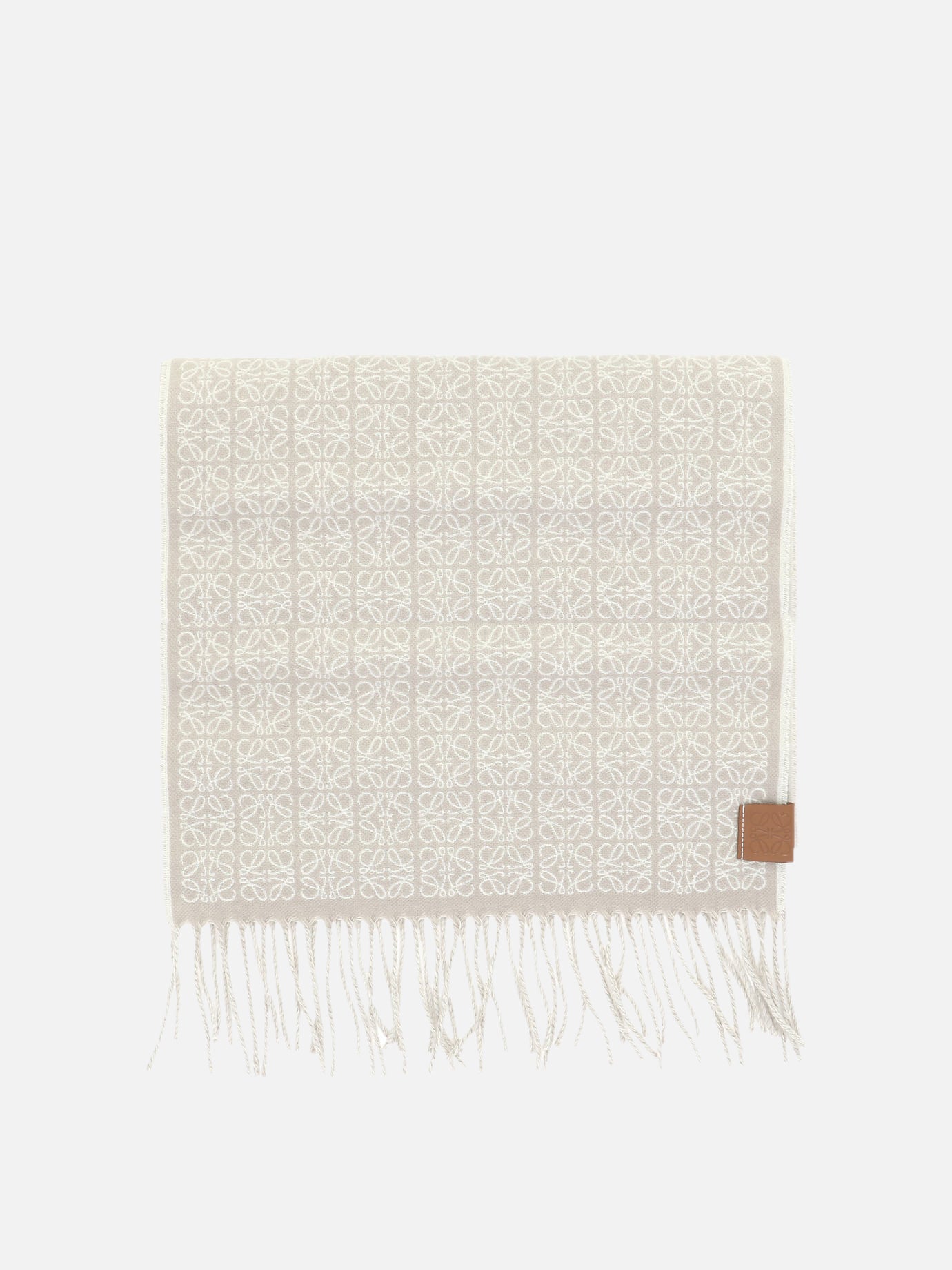 Sciarpe con frange 95% cashmere 5% leather  Beige - Loewe Donna | PDP | VIETTI Online Store | Zoom-Modal
