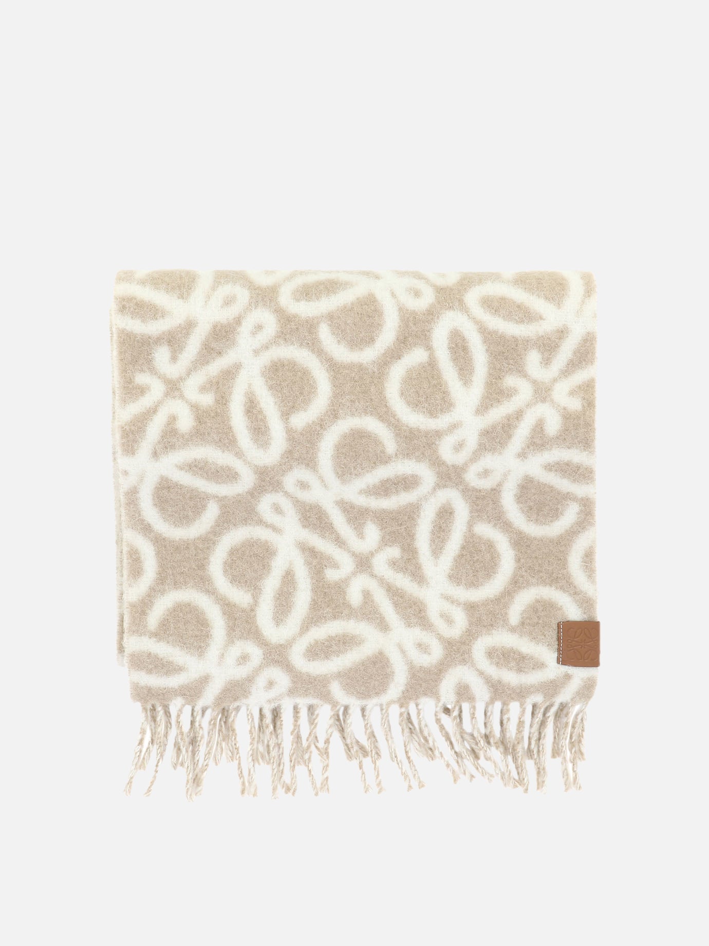 Sciarpe con frange 43% alpaca 32% wool 20% polyamide 5% leather  Beige - Loewe Donna | PDP | VIETTI Online Store | thumbnail
