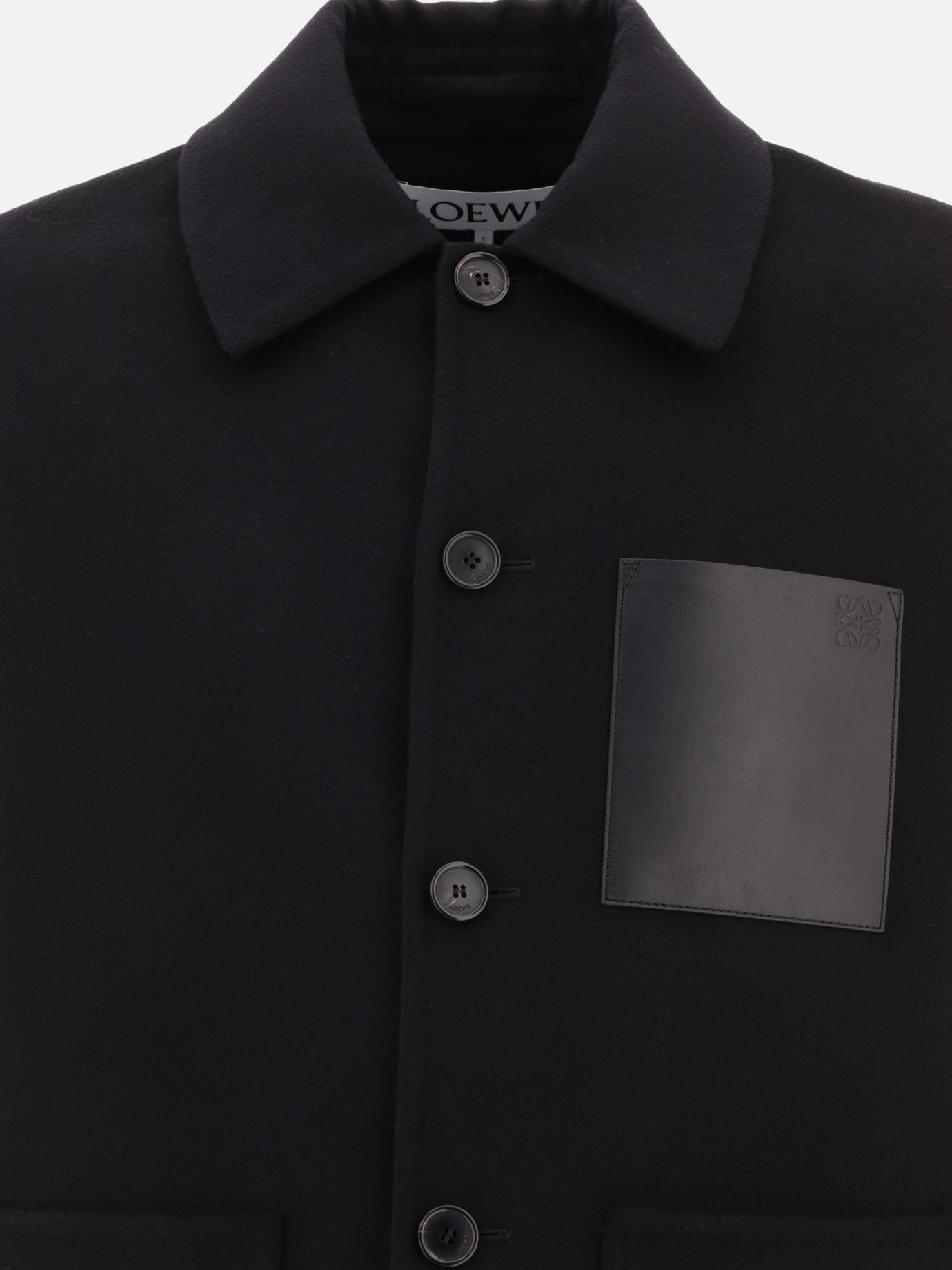 Cappotti corti 72% wool 20% leather 8% cashmere  Nero - Loewe Uomo | PDP | VIETTI Online Store | thumbnail_3