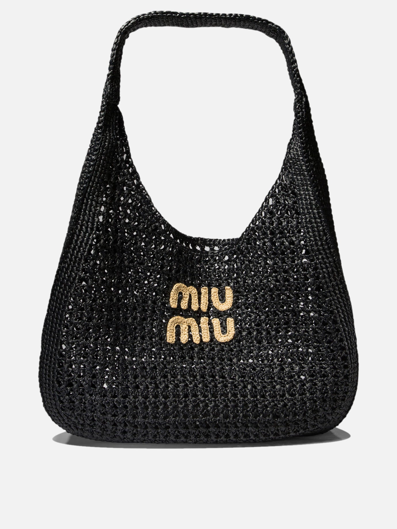 Miu Miu Crochet shoulder bag with logo Black Women VIETTI