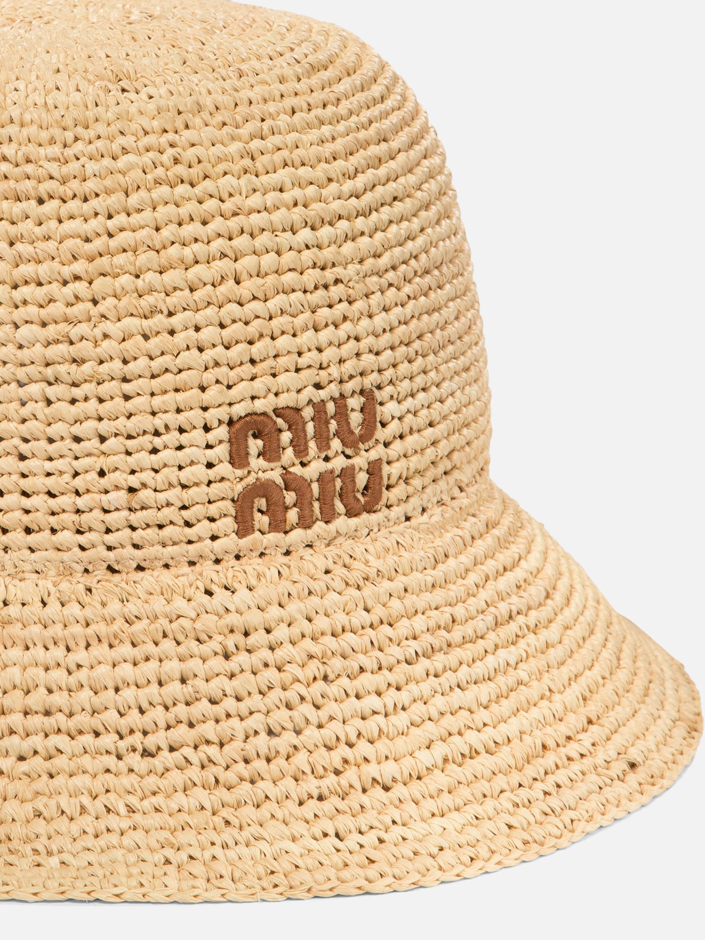 Miu Miu Woven fabric bucket hat Beige - Women | VIETTI