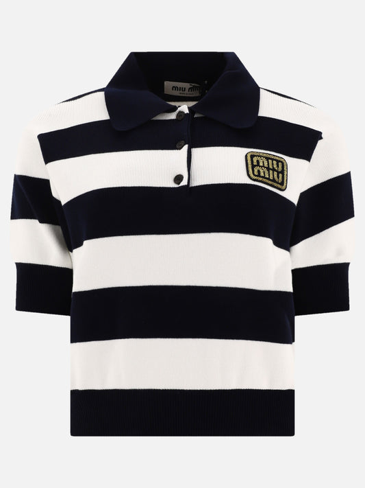 Polo shirts with buttons 90% cotton 9% polyamide 1% elastane  Blue - Miu Miu Women | PLP | VIETTI Online Store 
