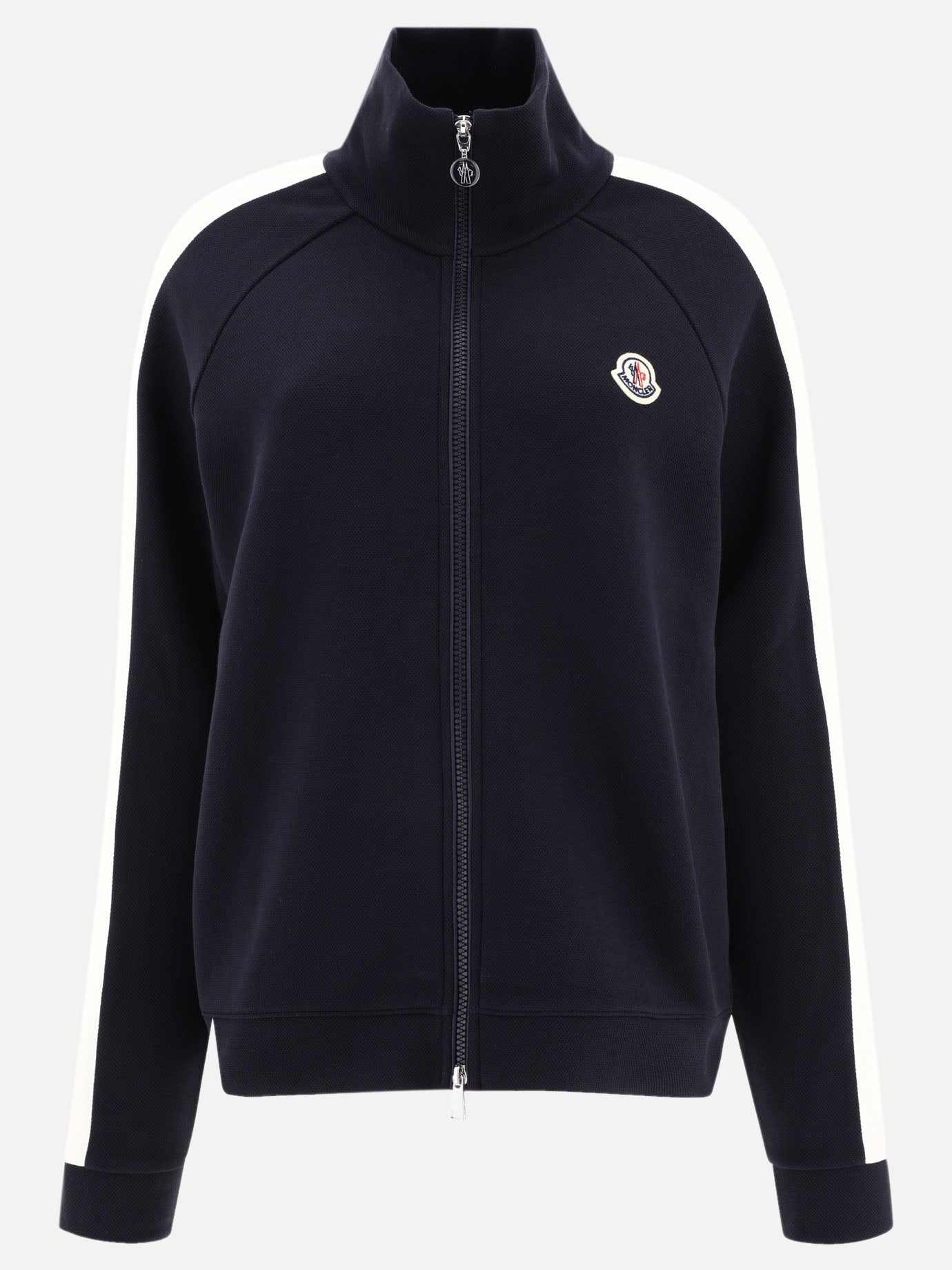 Felpe con zip 57% cotton 38% polyester 5% elastane  Blu - Moncler Donna | PDP | VIETTI Online Store | Zoom-Modal
