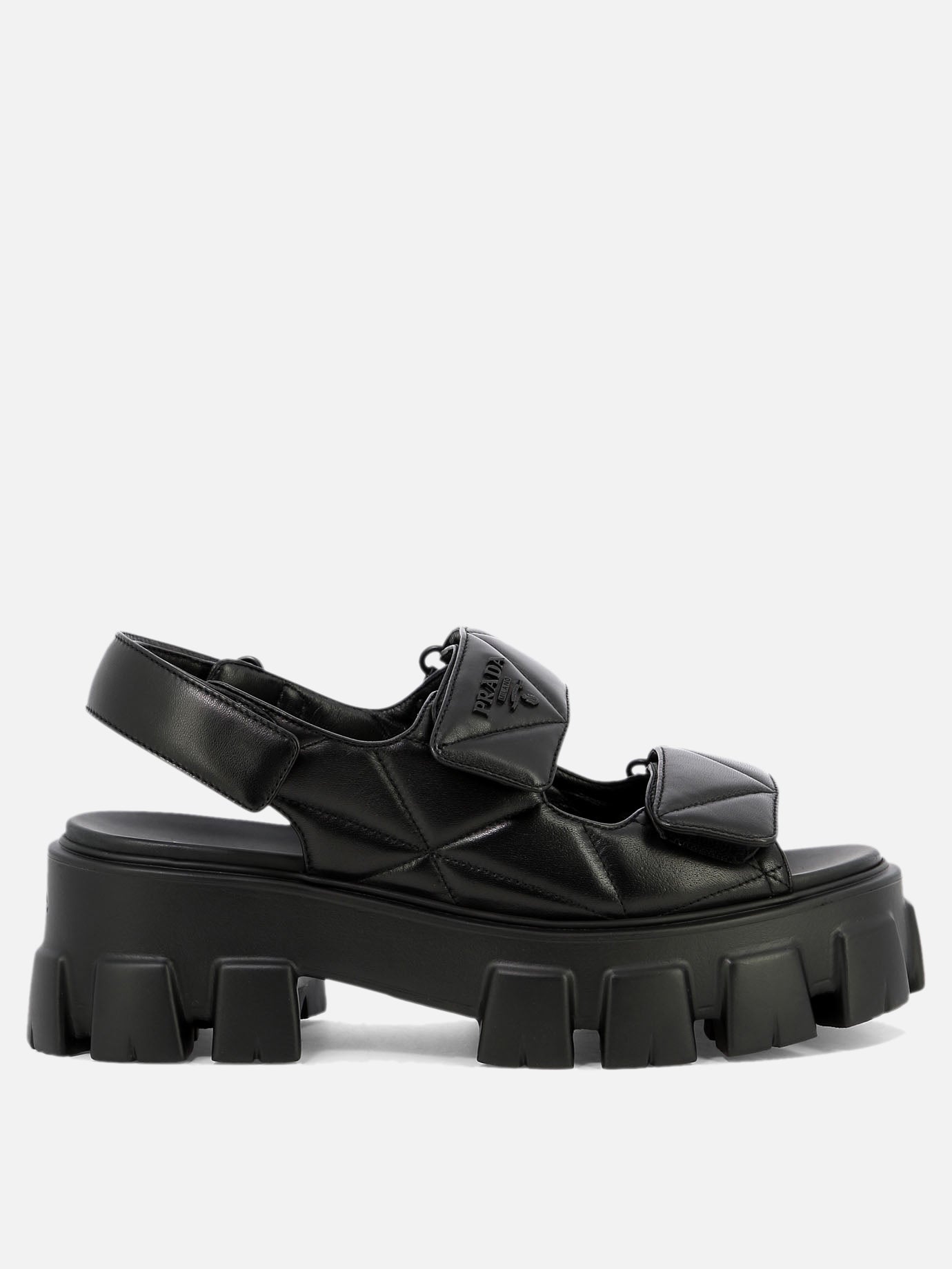 Flat sandals 100% nappa - 100% rubber  Black - Prada Women | PDP | VIETTI Online Store | thumbnail