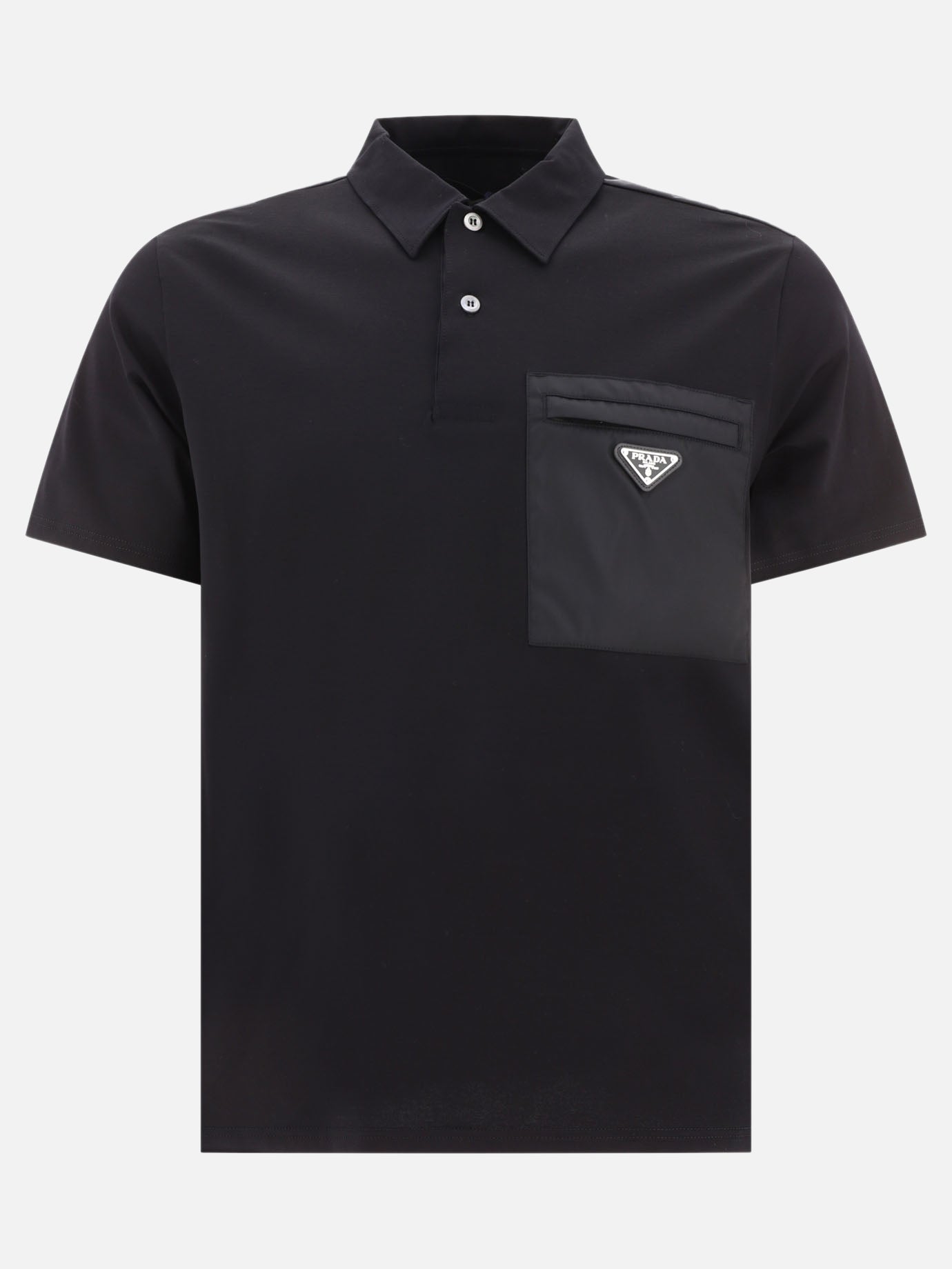 Polo con bottoni 92% cotton 8% elastane  Nero - Prada Uomo | PDP | VIETTI Online Store | thumbnail
