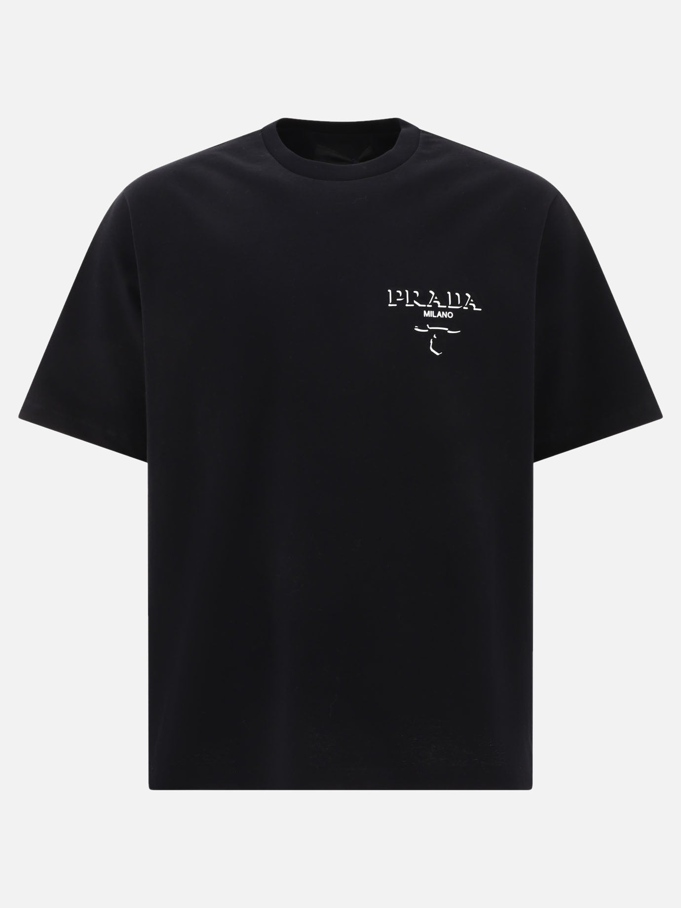 T-shirt girocollo Logo  Nero - Prada Uomo | PDP | VIETTI Online Store | thumbnail