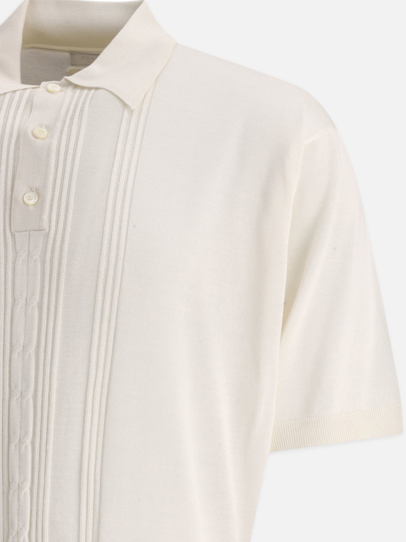 Polo shirts with buttons 100% recycled silk  White - Prada Men | PDP | VIETTI Online Store | thumbnail_4