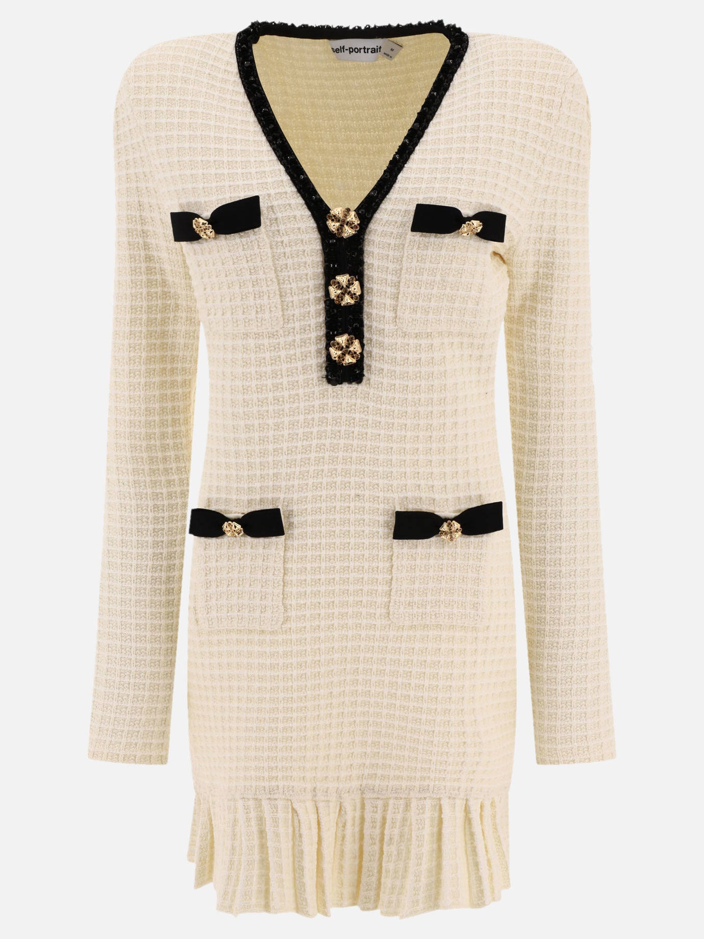 Abiti corti 54% polyester 20% cotton 12% viscose 6% polyamide 5% wool 3% metallic fibre  Beige - Self-portrait Donna | PDP | VIETTI Online Store | thumbnail