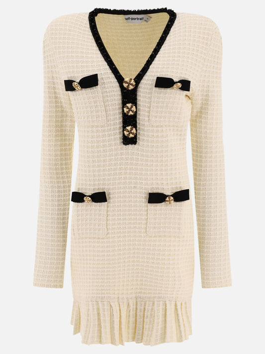 Abiti corti 54% polyester 20% cotton 12% viscose 6% polyamide 5% wool 3% metallic fibre  Beige - Self-portrait Donna | PLP | VIETTI Online Store 
